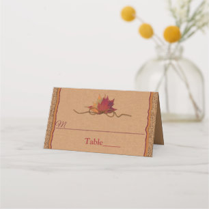Carte De Placement Chute d'amour, Feuilles d'automne, Mariage Burlap