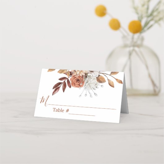 Carte De Placement Chute Floral Bouquet Blanc Mariage Carte Place (Devant)
