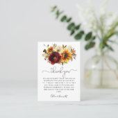 Carte De Placement Chute Sunflower Bourgogne Floral Mariage Merci (Debout devant)