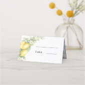 Carte De Placement Citron bleu à carreaux gingham pour garden-party (Devant)