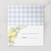 Carte De Placement Citron bleu à carreaux gingham pour garden-party (Extérieur déplié)