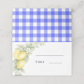 Carte De Placement Citron bleu vichy jardin fête (Extérieur déplié)