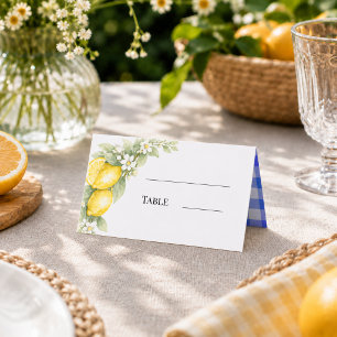 Carte De Placement Citron bleu vichy jardin fête