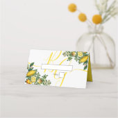 Carte De Placement Citron jaune rustique et feuillage Mariage de verd (Devant)