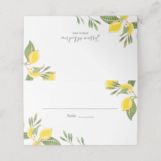 Carte De Placement Citron Mariage Carte Place Foliage Rustique Citrus (Extérieur déplié)
