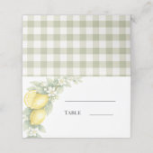 Carte De Placement Citron sauge verte gingham (Extérieur déplié)