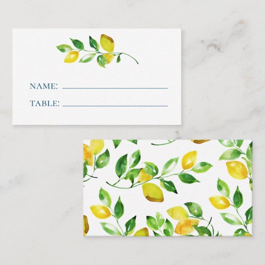 Carte De Placement Citrons d'été et feuillage (Devant / Derrière)