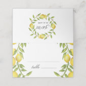 Carte De Placement Citrons et fleurs vertes Mariage (Extérieur déplié)