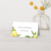 Carte De Placement Citrons et fleurs vertes Mariage (Dos)