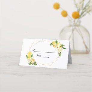 Carte De Placement Citrons jaunes modernes et beauté des cadres d'or
