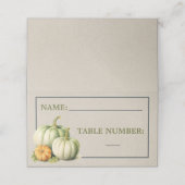 Carte De Placement Citrouille Automne Fleurs Automne Orange Mariage v (Extérieur déplié)
