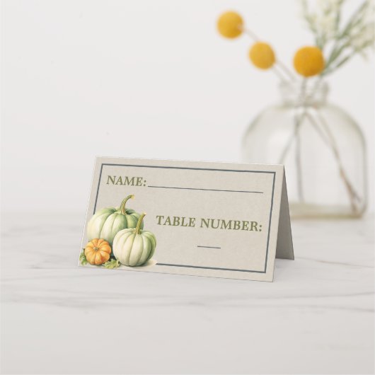 Carte De Placement Citrouille Automne Fleurs Automne Orange Mariage v (Devant)