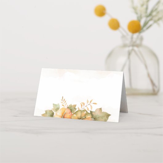 Carte De Placement Citrouille Feuille de rouille Grâces famille Thank (Devant)