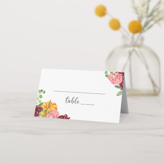 Carte De Placement Citrouille florale de Bourgogne  (Devant)
