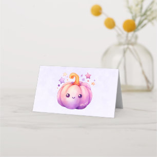 Carte De Placement Citrouille Pastel avec Étoiles Ambiance Mignonne e