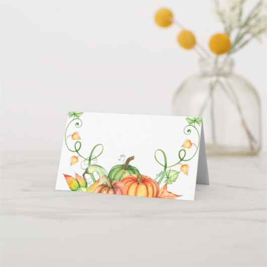 Carte De Placement Citrouilles aquarelles  (Devant)