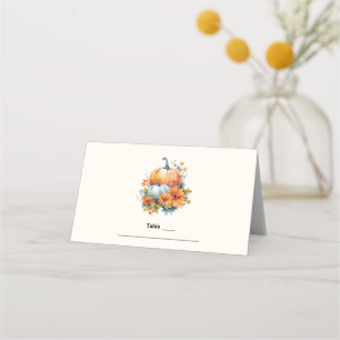 Carte De Placement Citrouilles d'automne avec Fleurs et Foliage