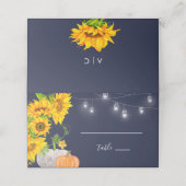 Carte De Placement Citrouilles tournesols Monogramme Rustique Mariage (Extérieur déplié)