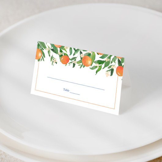Carte De Placement Citrus Oranges Carreaux Bleus Espagnol Mariage