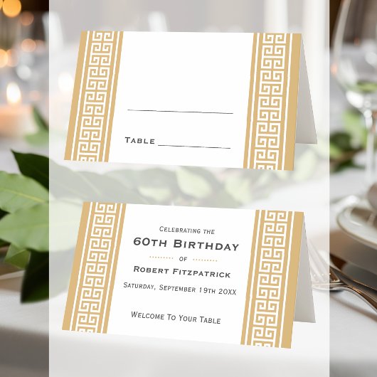 Carte De Placement Classic Birthday Party Gold Custom Foltable
