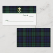 Carte De Placement Classic Black Watch Plaid Mariage Place Card (Devant / Derrière)