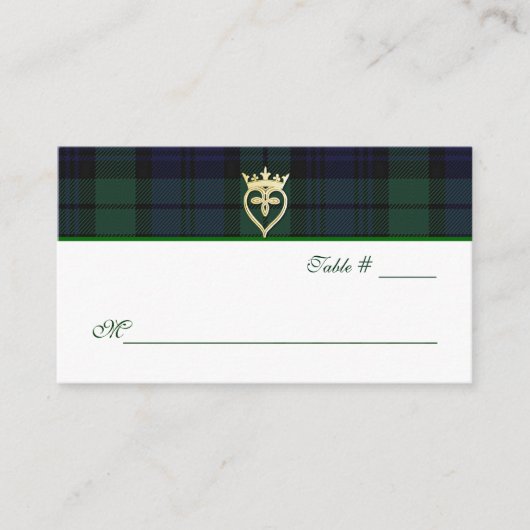 Carte De Placement Classic Black Watch Plaid Mariage Place Card (Devant)