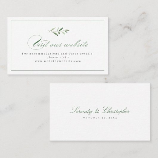 Carte De Placement Classic Elegance Green Website Insertion Card (Devant / Derrière)