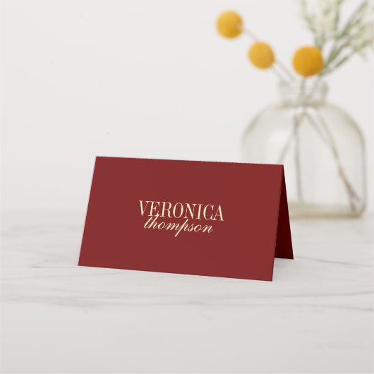 Carte De Placement Classic Elegant Script Wine Red Wedding (Dos)