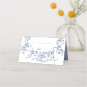 Carte De Placement Classic French Blue Flowers & Ribbons Wedding (Dos)