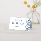 Carte De Placement Classic French Blue Toile Wedding Folded (Devant)