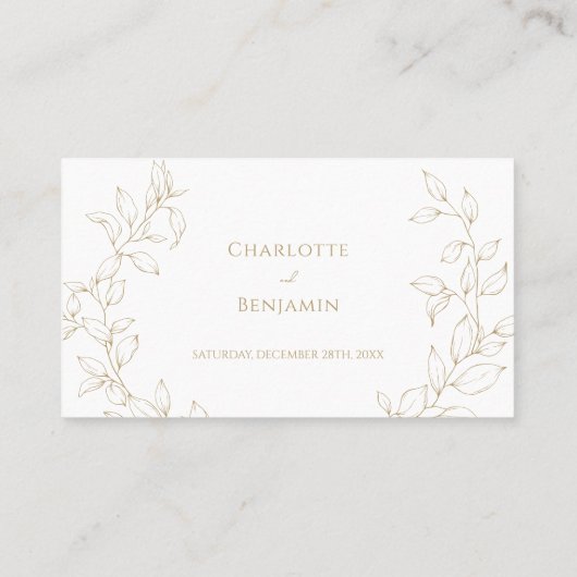 Carte De Placement Classic Gold Greenery Mariage Plat Place Card (Dos)