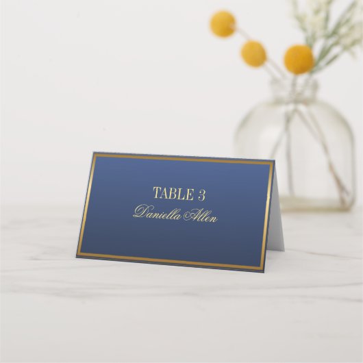 Carte De Placement Classic Navy et Gold Elegant Wedding Place Card (Devant)
