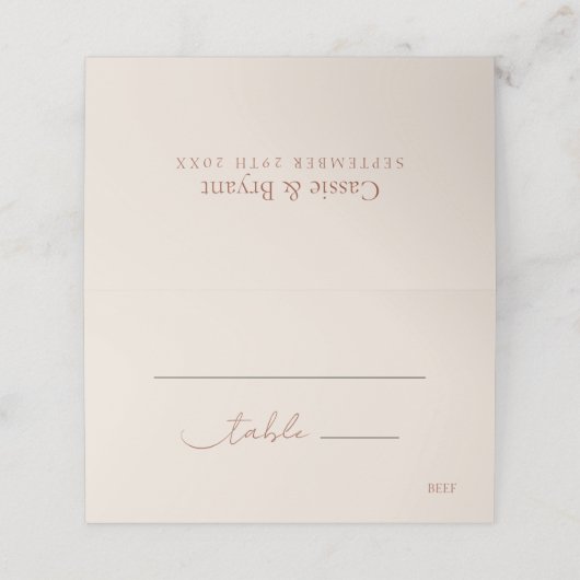 Carte De Placement Classic Rustic Terracotta Script Mariage moderne (Extérieur déplié)