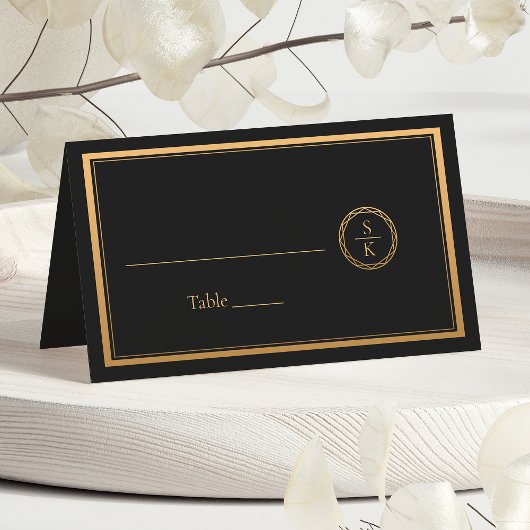 Carte De Placement Classic Simple Elegance Gold Mariage noir