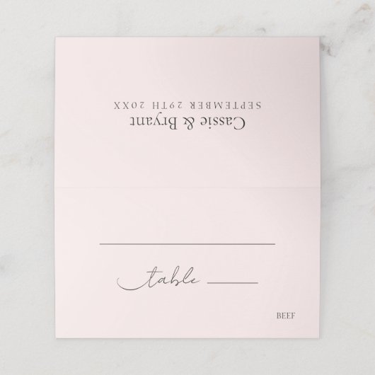 Carte De Placement Classique Elegant Blush Pink Chic Mariage (Extérieur déplié)