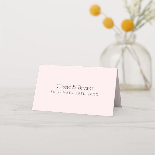 Carte De Placement Classique Elegant Blush Pink Chic Mariage (Dos)