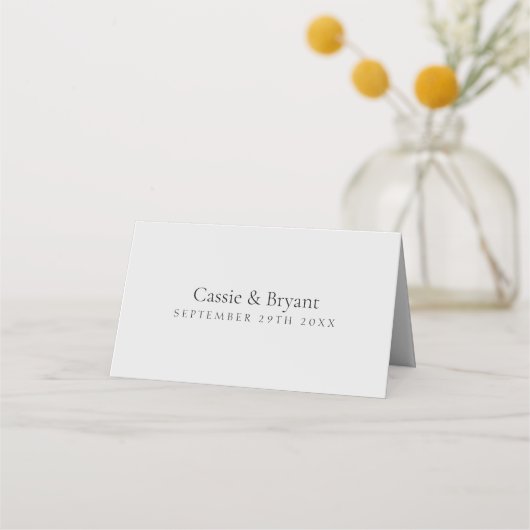 Carte De Placement Classique Élégant Script Gris Chic Mariage (Dos)