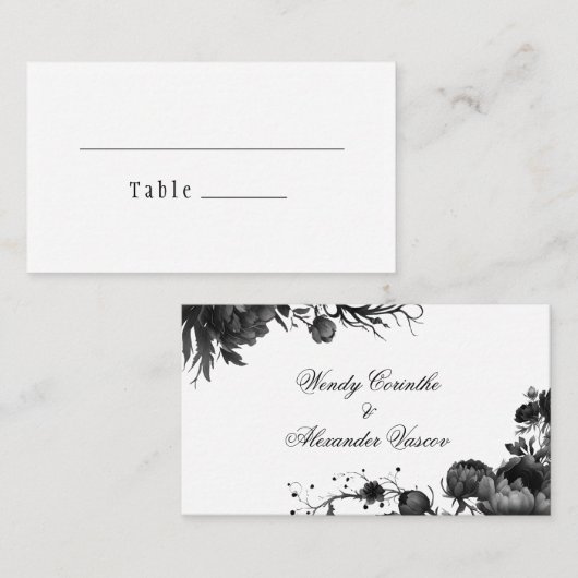 Carte De Placement Classique gothique blanc Mariage plat (Devant / Derrière)