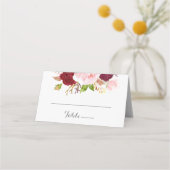 Carte De Placement Classique Tropical Noir et Mariage Bourgogne (Devant)