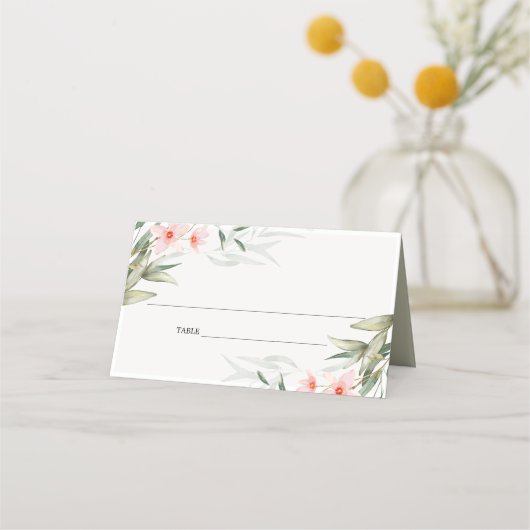 Carte De Placement Classy Rustic Blush Greenery Floral Bunch Mariage (Dos)