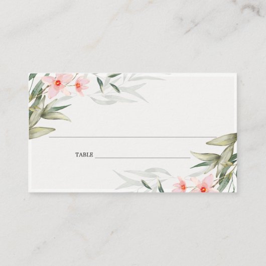 Carte De Placement Classy Rustic Blush Greenery Floral Bunch Mariage (Dos)