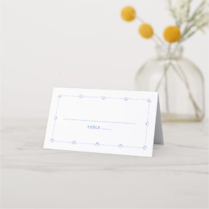 Carte De Placement Coastal Chic Bleu main tiré Mariage de coquillages