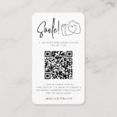 Carte De Placement Code QR de photos mémorables Noir Chic Mariage mod (Devant)