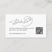 Carte De Placement Code QR élégant de détails de mariage en écriture (Devant)