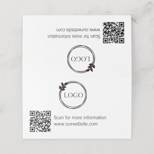 Carte De Placement Code QR et logo - Panneau Tabletop (Extérieur déplié)