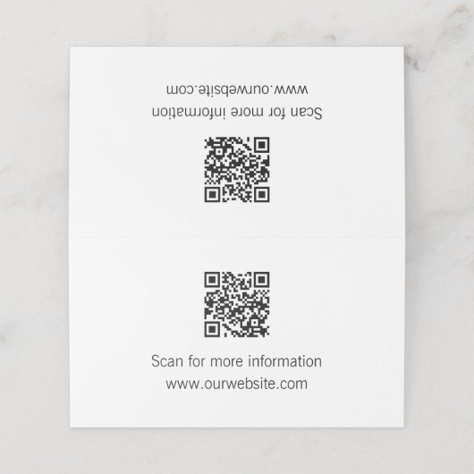 Carte De Placement Code QR Panneau de la table (Extérieur déplié)