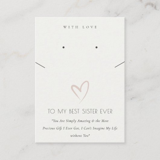 CARTE DE PLACEMENT COEUR BLANC MEILLEUR SOEUR CADEAU NIVEAU DE COUCHE (Devant)