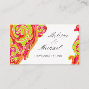 Carte De Placement Coeur fleuri de la tourbe moderne Tangerine Lime v