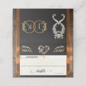 Carte De Placement Cœur rustique et monogramme - Cuivre (Extérieur déplié)