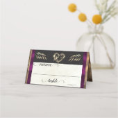 Carte De Placement Cœur rustique & monogramme - prune (Devant)